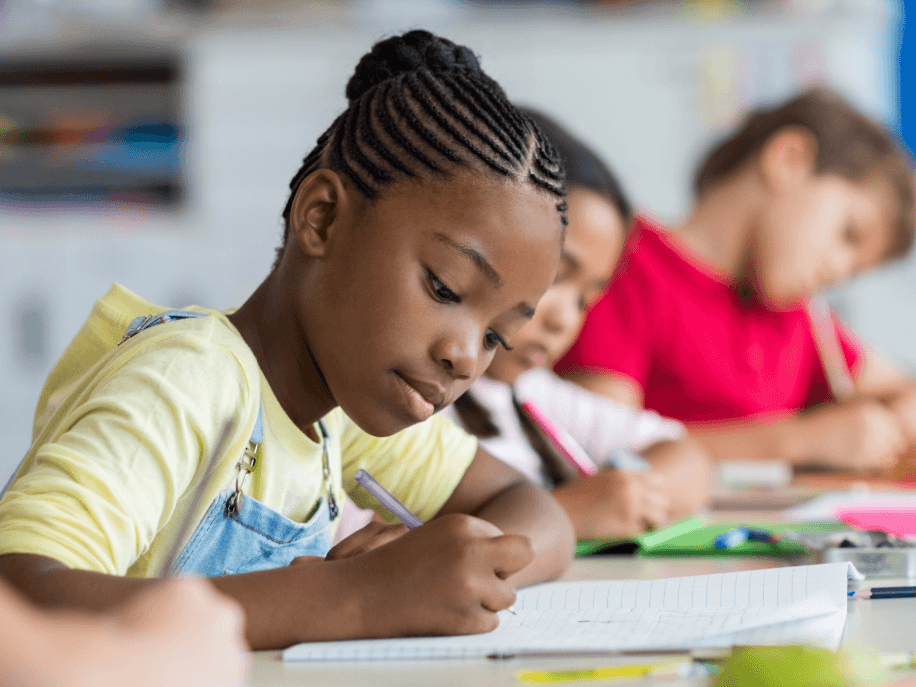 student doing school work at a desk